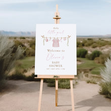 Load image into Gallery viewer, Hello Little Girl Pink Baby Shower Welcome Sign Template, Editable Digital Download 2031