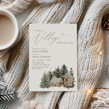 Load image into Gallery viewer, 2033 It takes a Village Winter Wonderland Baby Shower Invite, Christmas Editable template, Digital Download
