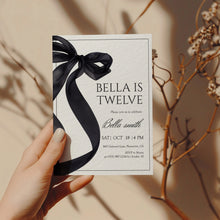 Load image into Gallery viewer, 0318 black bow birthday invitation