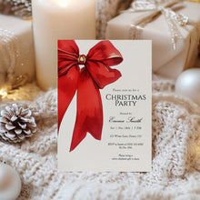 Load image into Gallery viewer, 2033 Red Bow Christmas Party Invite, Editable Holiday Gathering Template, Coquette, Digital Download
