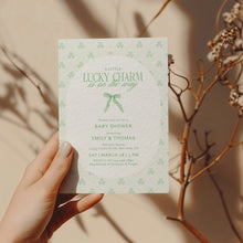 Load image into Gallery viewer, 0804 A Little Lucky Charm Is on the Way Irish St. Patrick's Baby Shower Invitation, Digital Download