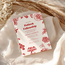 Load image into Gallery viewer, Potluck Fellowship Invitation Template Church Meal Event Editable Corjl 0807