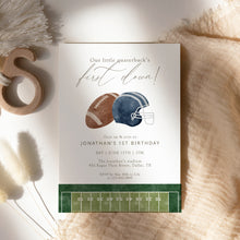 Load image into Gallery viewer, 0325 First Down Football 1st Birthday Invitation Editable Template, Digital Download