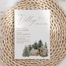 Load image into Gallery viewer, 2033 It takes a Village Winter Wonderland Baby Shower Invite, Christmas Editable template, Digital Download