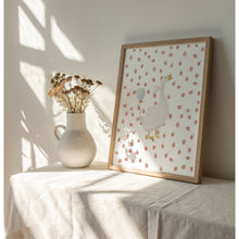 Load image into Gallery viewer, Watercolor whimsical silly goose with strawberry art print 07-276