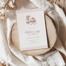 Load image into Gallery viewer, Mother’s Day Tea Party Invitation Pink Floral Brunch Editable Template 0806