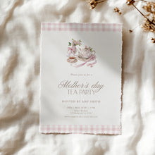 Load image into Gallery viewer, Mother’s Day Tea Party Invitation Pink Floral Brunch Editable Template 0806