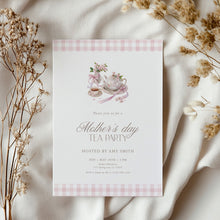 Load image into Gallery viewer, Mother’s Day Tea Party Invitation Pink Floral Brunch Editable Template 0806