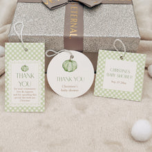 Load image into Gallery viewer, 2019 green pumpkin favor tag template