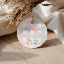 Load image into Gallery viewer, Blue or pink gender reveal baby shower favor tag template 2014