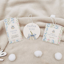 Load image into Gallery viewer, 2019 blue floral Grandmillennial pattern pumpkin favor tag template