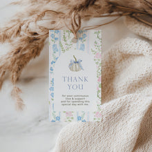 Load image into Gallery viewer, 2019 blue floral Grandmillennial pattern pumpkin favor tag template