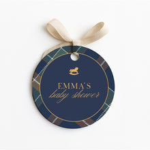 Load image into Gallery viewer, 2036 Green Navy Preppy Style Plaid Teddy Bear Gift Favor Tag bundle Template, Digital Download