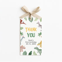 Load image into Gallery viewer, 0323 Editable Dinosaur Favors Tag | Dino Birthday Thank You Label | Instant Download Gift Tag