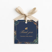 Load image into Gallery viewer, 2036 Green Navy Preppy Style Plaid Teddy Bear Gift Favor Tag bundle Template, Digital Download