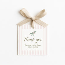Load image into Gallery viewer, 0323 Pink Tutu T-Rex Gift Tags | Editable Dino Birthday Thank You Tags | Instant Download