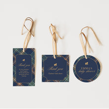 Load image into Gallery viewer, 2036 Green Navy Preppy Style Plaid Teddy Bear Gift Favor Tag bundle Template, Digital Download