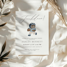 Load image into Gallery viewer, 2032 Blue Touchdown Teddy Bear Football Baby Shower Invite, Editable Template, Digital Download