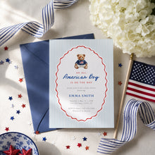Load image into Gallery viewer, All American Boy Baby Shower Invitation | Fourth Of July Summer Template 2046