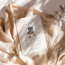 Load image into Gallery viewer, 2032 Blue Touchdown Teddy Bear Football Baby Shower Invite, Editable Template, Digital Download