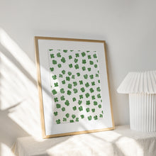 Load image into Gallery viewer, Watercolor whimsical green clover art print 07-276