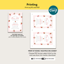 Load image into Gallery viewer, 0326 Pink Strawberry Berry 1st Birthday Photo Invite, Editable Template, Digital Download