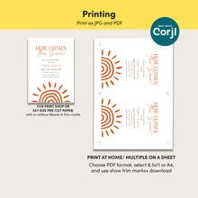 Load image into Gallery viewer, Boho Comes the Sun Baby Shower Invitation, Editable Template 2045