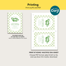 Load image into Gallery viewer, 0804 Lucky One Birthday Invitation, St. Patrick's Shamrock First Birthday Invite, Digital Download