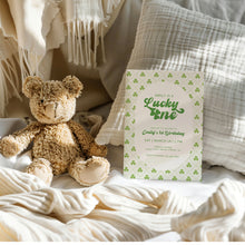 Load image into Gallery viewer, 0804 Lucky One Birthday Invitation, St. Patrick's Shamrock First Birthday Invite, Digital Download