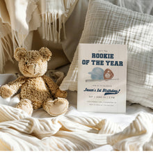Load image into Gallery viewer, 0314 blue rookie of the year birthday invitation template