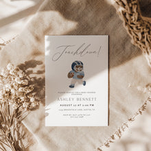 Load image into Gallery viewer, 2032 Blue Touchdown Teddy Bear Football Baby Shower Invite, Editable Template, Digital Download