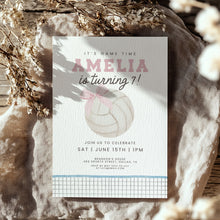Load image into Gallery viewer, Pink Volleyball Birthday Invitation Editable Template, Coquette Bow Girl Sports Party Invite 0337