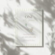 Load image into Gallery viewer, 0308 green one silly goose birthday invitation template 2