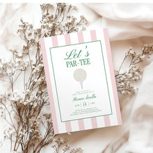 Load image into Gallery viewer, 0311 pink let's par tee invitation template