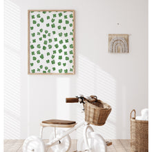 Load image into Gallery viewer, Watercolor whimsical green clover art print 07-276