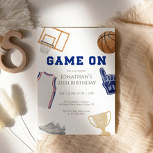 Load image into Gallery viewer, Basketball Game On 10th Birthday Invitation, Sports Birthday Invite Template, Editable Corjl 0333