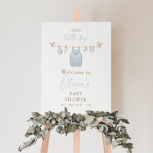 Load image into Gallery viewer, 2031 Hello Little Boy Blue Baby Shower Welcome Sign Template, Editable Digital Download