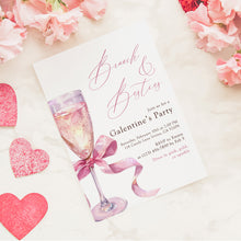 Load image into Gallery viewer, 0801 Pink Coquette Valentine's Party Brunch Party Invite, Galentine's Ladies Gathering, Digital Download