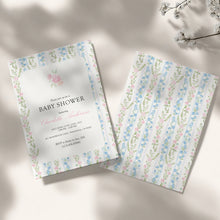 Load image into Gallery viewer, Corjl editable Grandmillennial Floral Baby Shower Invitation 2014