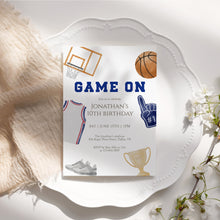 Load image into Gallery viewer, Basketball Game On 10th Birthday Invitation, Sports Birthday Invite Template, Editable Corjl 0333