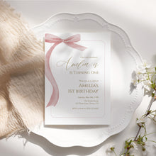 Load image into Gallery viewer, Pink Bow Birthday Invitation, Editable Template, Coquette Girls' Birthday, Digital Download 0324