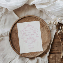 Load image into Gallery viewer, Corjl editable pink minimal tolie de jouy baby shower invitation template 2015