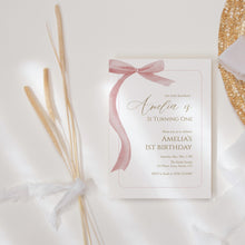 Load image into Gallery viewer, Pink Bow Birthday Invitation, Editable Template, Coquette Girls' Birthday, Digital Download 0324
