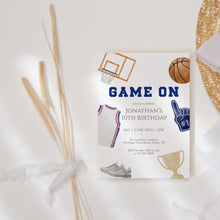Load image into Gallery viewer, Basketball Game On 10th Birthday Invitation, Sports Birthday Invite Template, Editable Corjl 0333