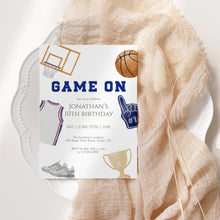Load image into Gallery viewer, Basketball Game On 10th Birthday Invitation, Sports Birthday Invite Template, Editable Corjl 0333