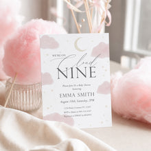 Load image into Gallery viewer, Cloud Nine Baby Shower Invitation, Modern Watercolor Editable Template 2045