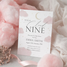 Load image into Gallery viewer, Cloud Nine Baby Shower Invitation, Modern Watercolor Editable Template 2045