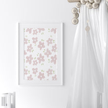 Load image into Gallery viewer, Watercolor whimsical pink daisy art print 07-276