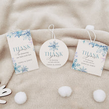 Load image into Gallery viewer, 2024 Blue Snowflake Baby Shower Favor Tag, Winter Baby Shower Thank You Label, Holiday Shower Favor Tags, Editable Template