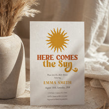 Load image into Gallery viewer, Comes the Sun Baby Shower Invitation, Boho Retro Editable Template 2045